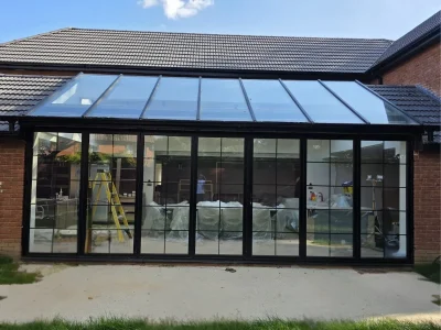 Aluminium bifold doors installed in London by Durajoin