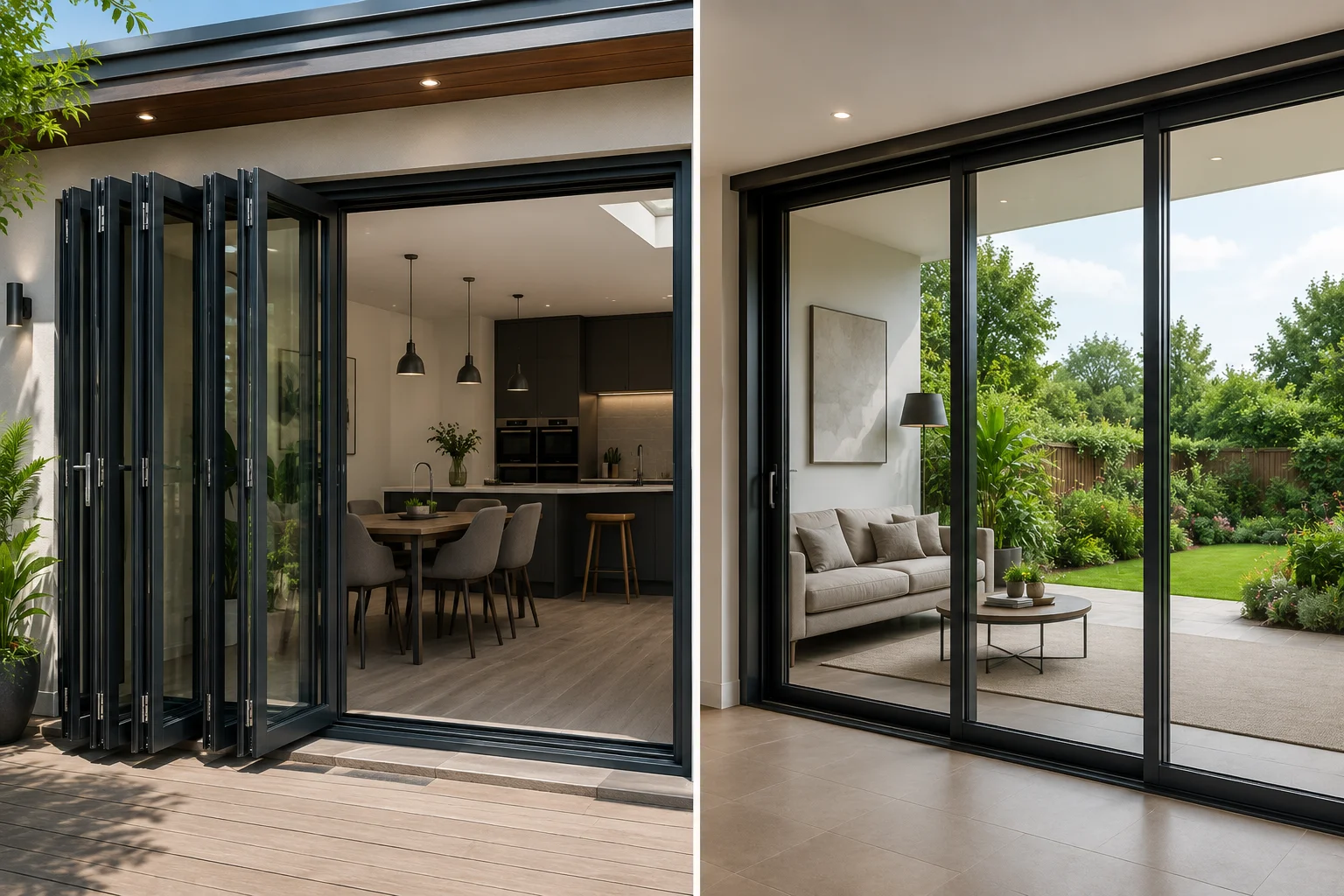 Aluminium bifold doors vs sliding doors comparison for modern UK homes