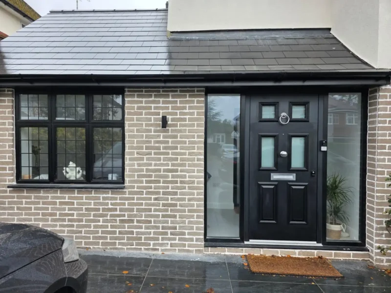 Bespoke black aluminium front door supply and installation by Durajoin in London