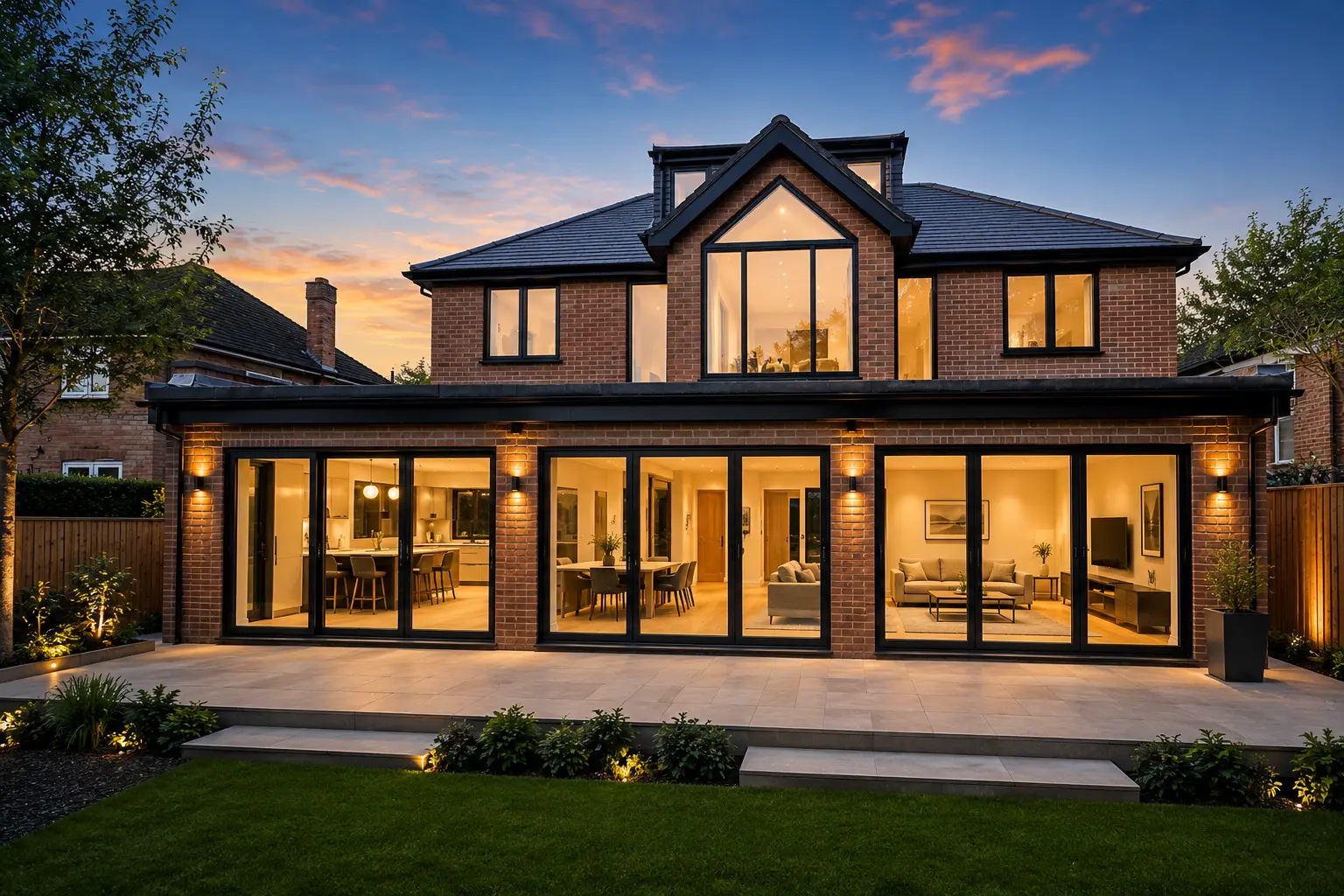 Luxury London home featuring bespoke aluminium windows, sliding doors and contemporary glazing installed by Durajoin