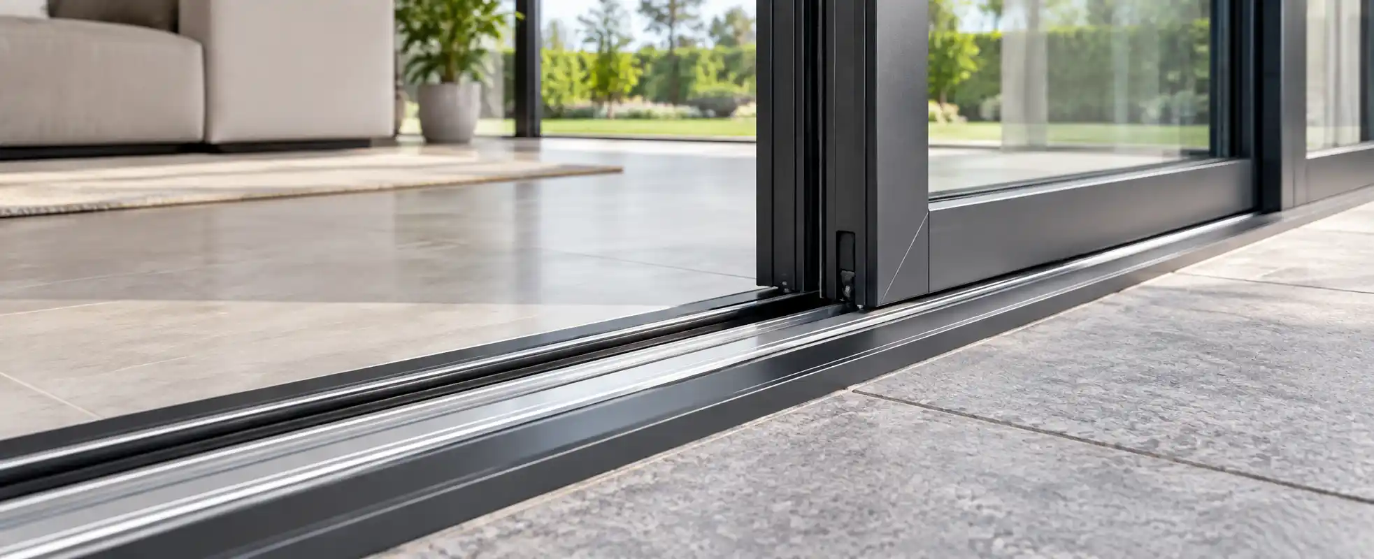 Aluminium sliding door thresholds with low profile track