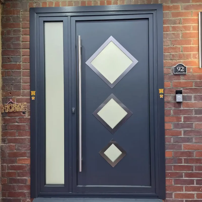 Aluminium front door installed in Watford London by Durajoin