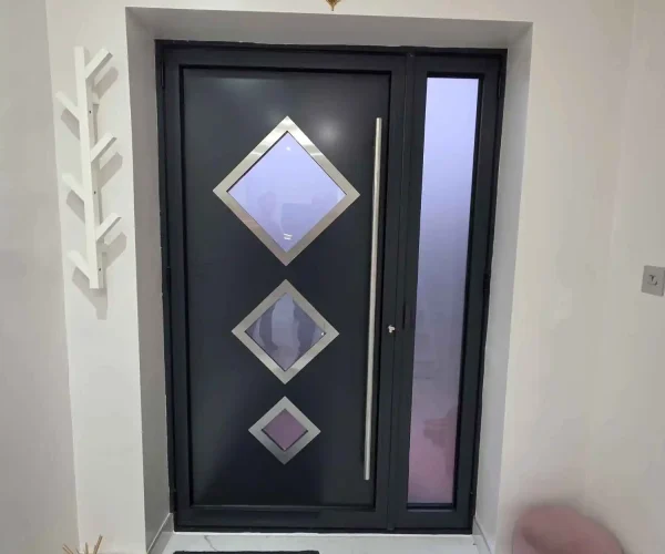 Aluminium front door installed in Watford London home by Durajoin