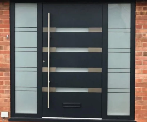 Aluminium front doors installed in London home by Durajoin